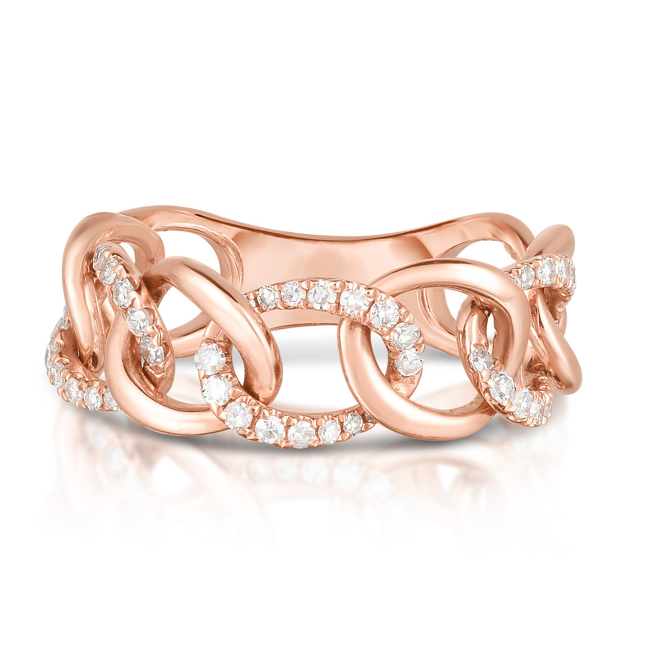 Gold and Diamond Chain Link Ring, 14k rose gold,  0.28 carats, URBAETIS Fine Jewelry