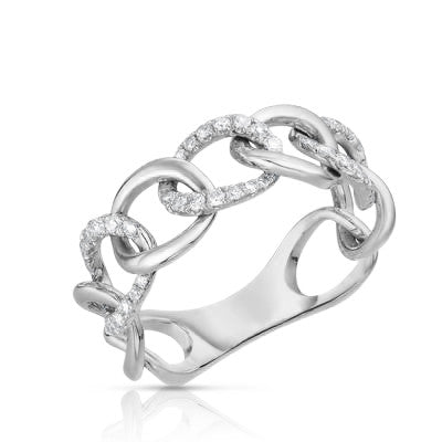 Gold and Diamond Chain Link Ring, 14k white gold,  0.28 carats, URBAETIS Fine Jewelry