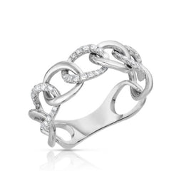 Gold and Diamond Chain Link Ring, 14k white gold,  0.28 carats, URBAETIS Fine Jewelry