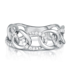 Gold and Diamond Chain Link Ring, 14k white gold,  0.28 carats, URBAETIS Fine Jewelry