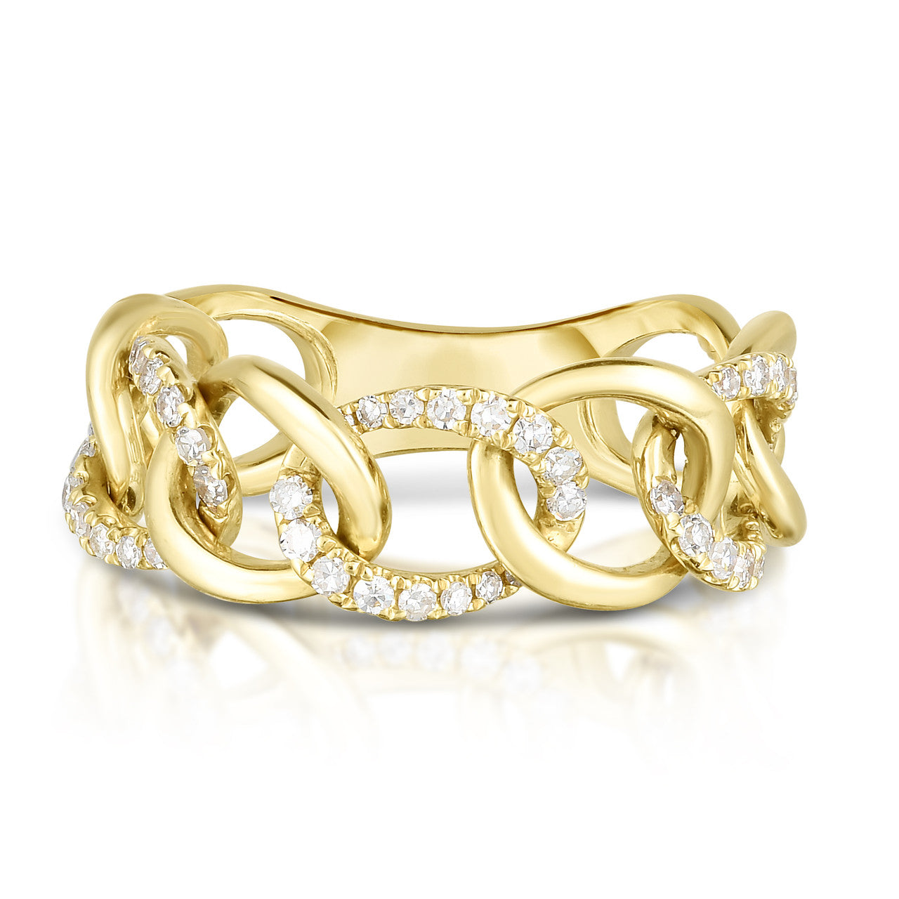Gold and Diamond Chain Link Ring, 14k yellow gold,  0.28 carats, URBAETIS Fine Jewelry