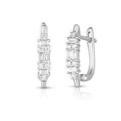Diamond Chanin Huggie Hoops, 14k white gold - Urbaetis Fine Jewelry