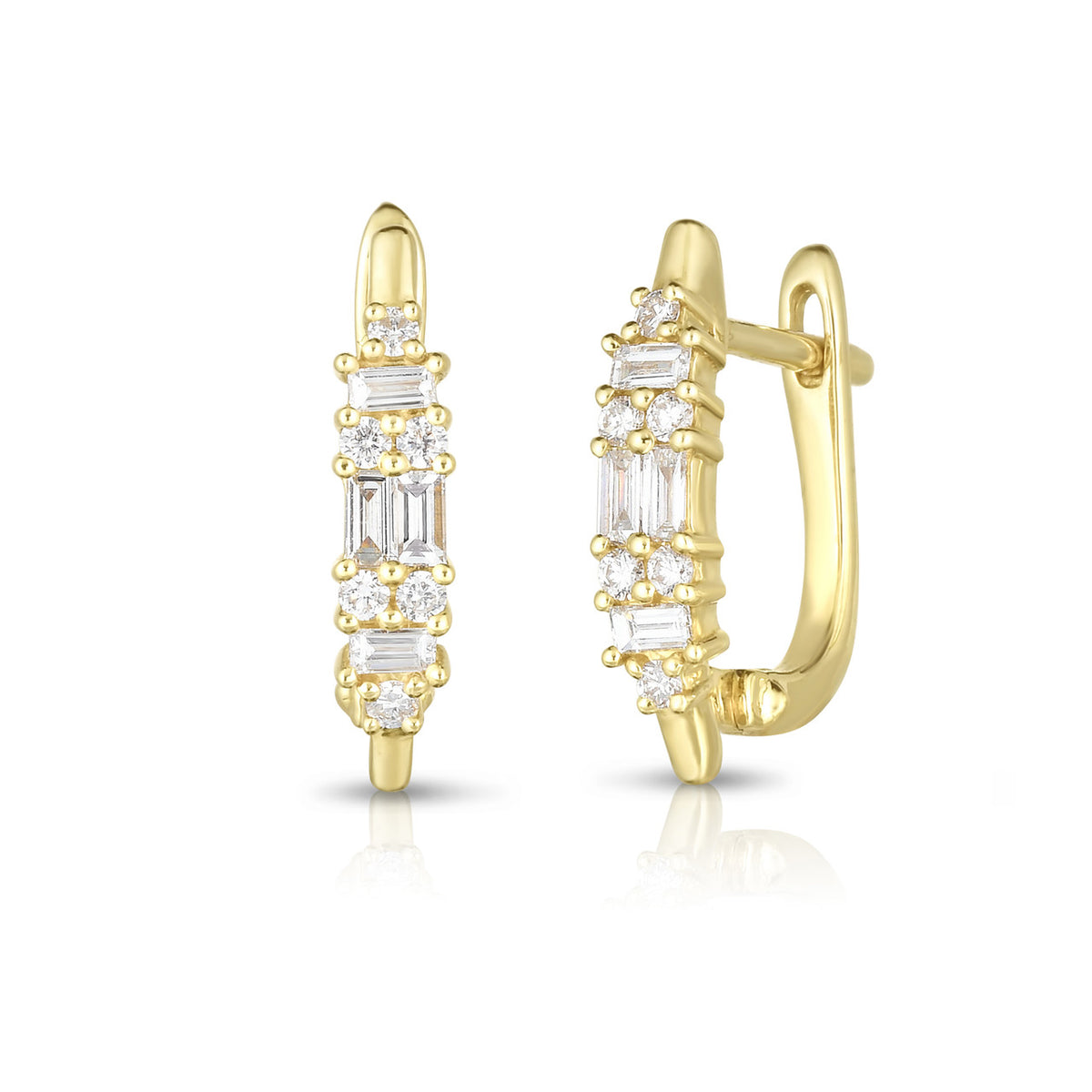 Diamond Chanin Huggie Hoops, 14k yellow gold - Urbaetis Fine Jewelry