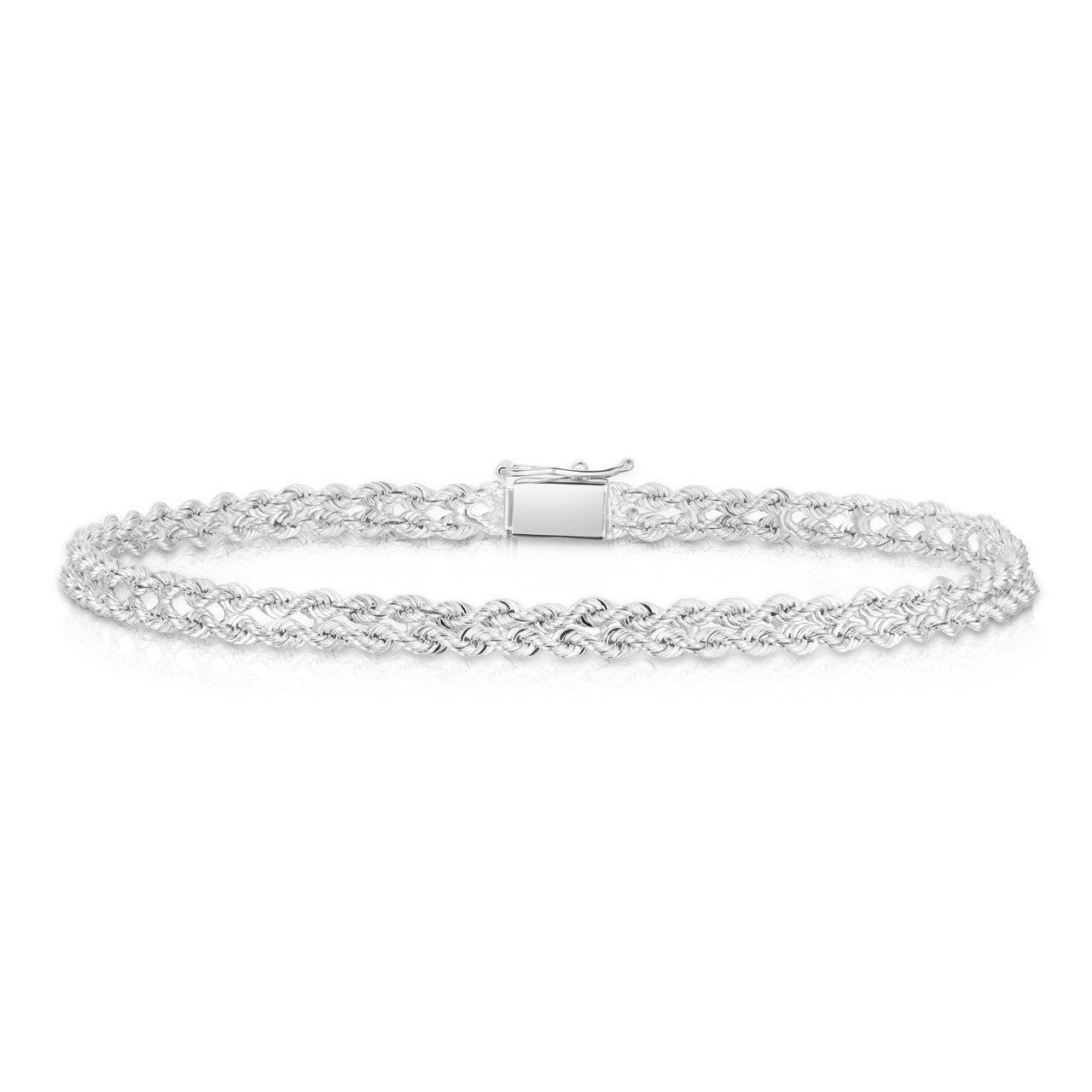 Double Rope Chain Bracelet, 14k white gold - URBAETIS Fine Jewelry