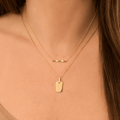 Gold and Diamond Pyramid Bar Necklace, 14K Yellow Gold- URBAETIS Fine Jewelry