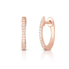 Dainty Diamond Huggie Hoops, 14k rose gold, 0.08 carats - Urbaetis Fine Jewelry