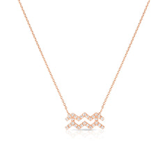 Diamond Aquarius Zodiac Necklace, 14k rose gold - Urbaetis Fine Jewelry
