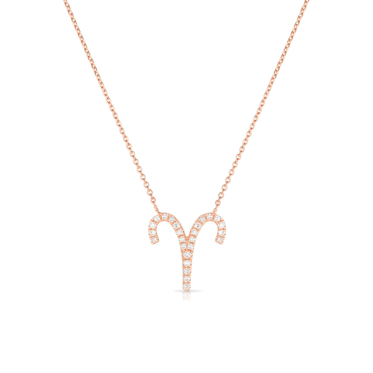 Diamond Aries Zodiac Necklace, 14k rose gold - Urbaetis Fine Jewelry
