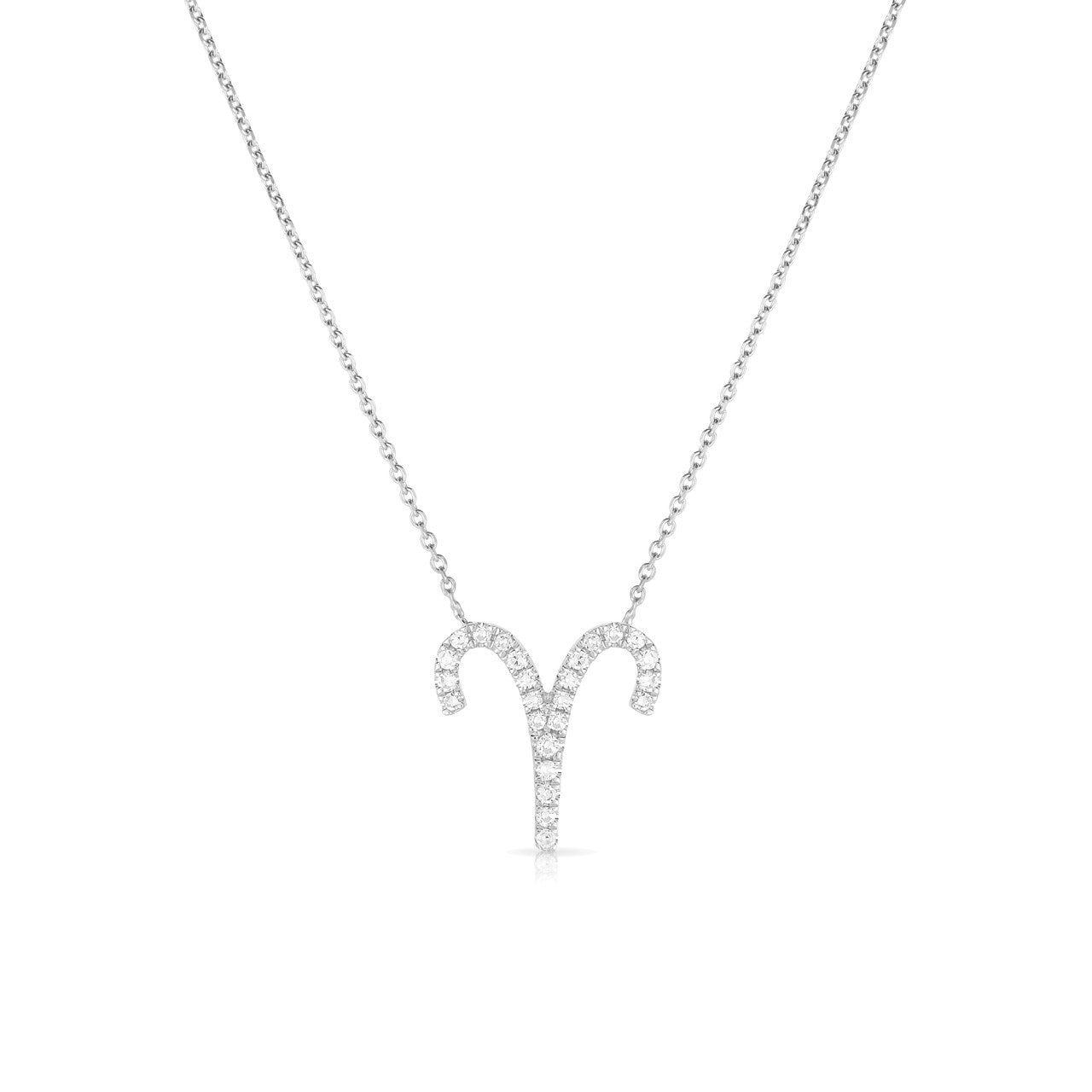 Diamond Aries Zodiac Necklace, 14k white gold - Urbaetis Fine Jewelry
