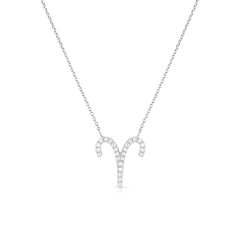 Diamond Aries Zodiac Necklace, 14k white gold - Urbaetis Fine Jewelry
