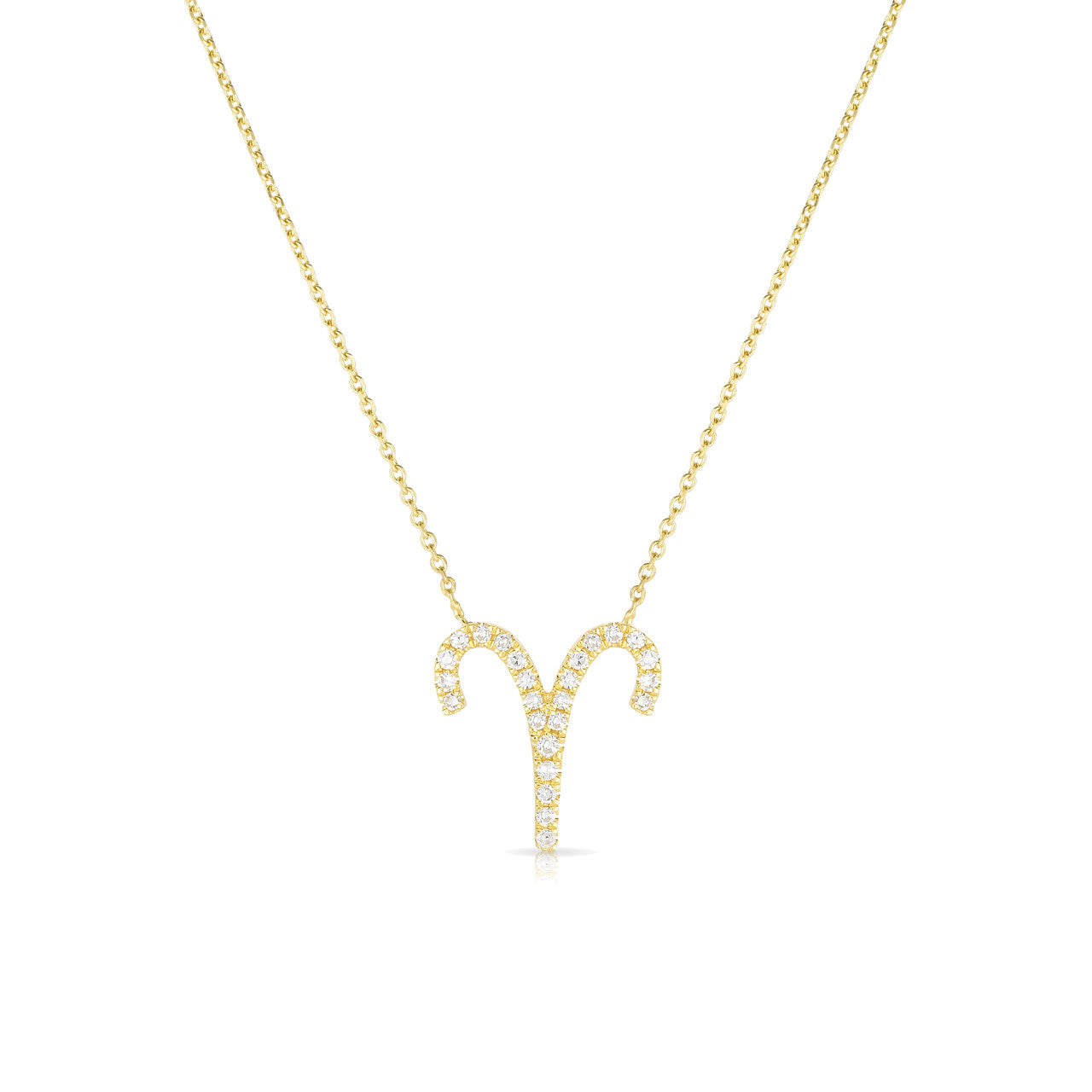 Diamond Aries Zodiac Necklace, 14k yellow gold - Urbaetis Fine Jewelry