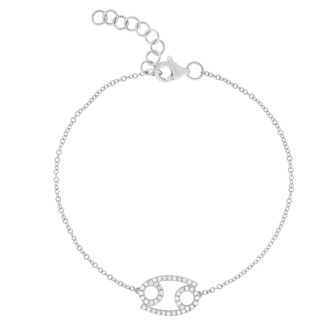 Diamond Cancer Zodiac Bracelet, 14k white gold - Urbaetis Fine Jewelry
