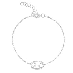 Diamond Cancer Zodiac Bracelet, 14k white gold - Urbaetis Fine Jewelry