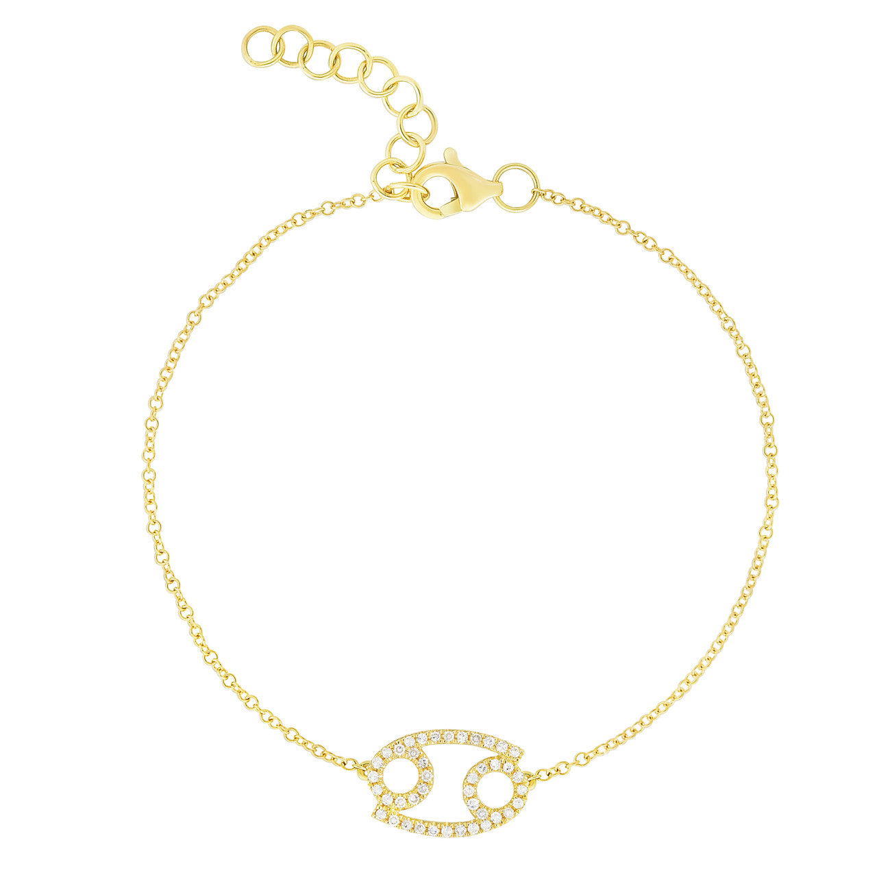 Diamond Cancer Zodiac Bracelet, 14k yellow gold - Urbaetis Fine Jewelry