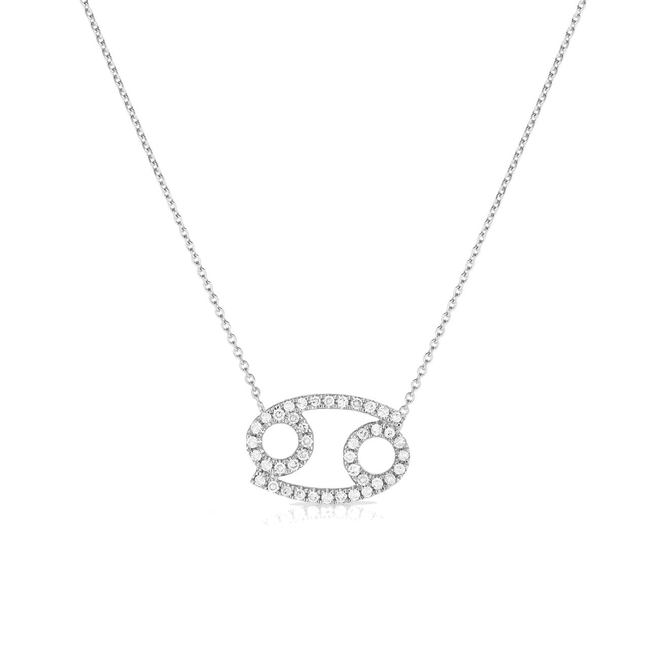 Diamond Cancer Zodiac Necklace, 14k white gold - Urbaetis Fine Jewelry