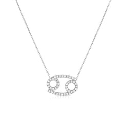 Diamond Cancer Zodiac Necklace, 14k white gold - Urbaetis Fine Jewelry