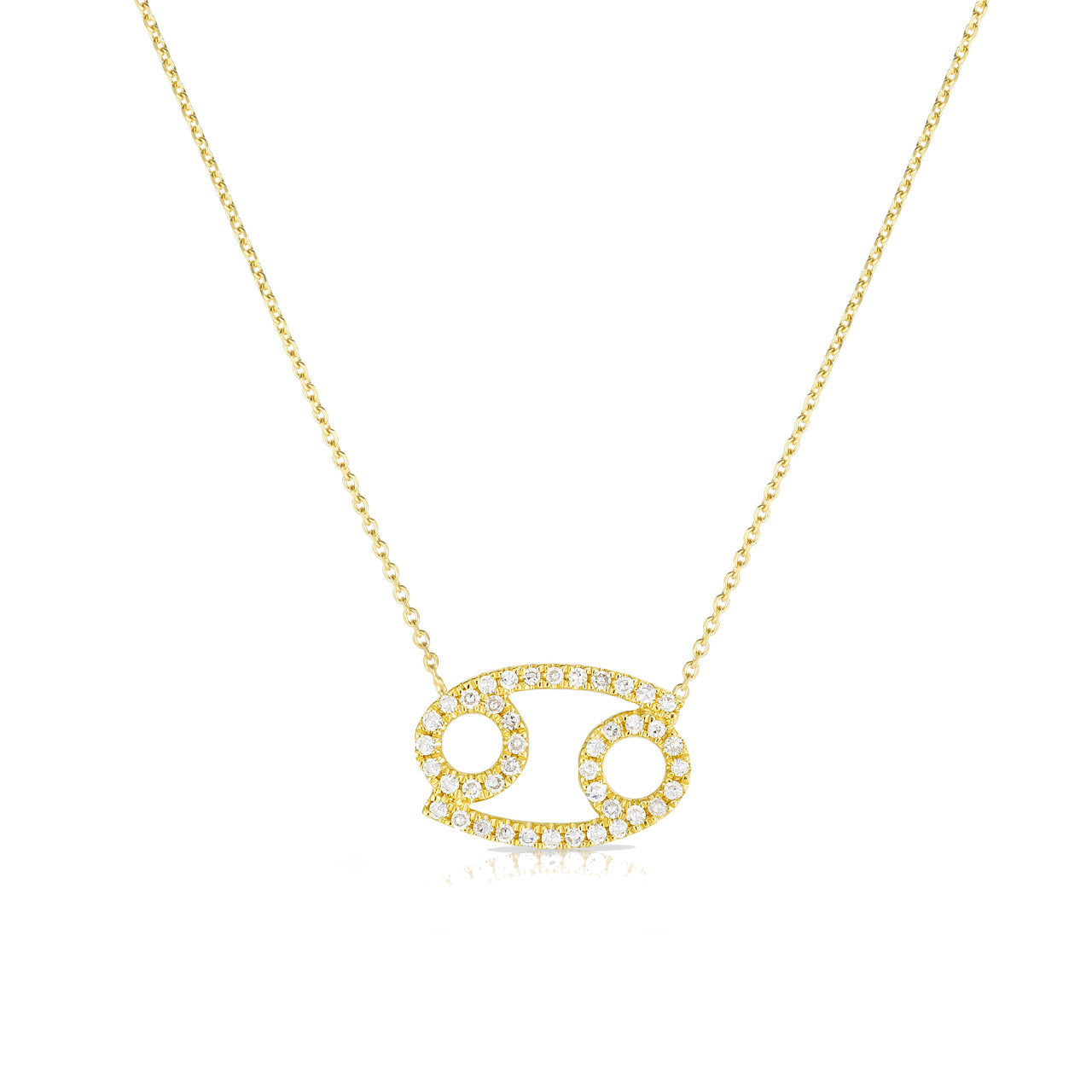 Diamond Cancer Zodiac Necklace, 14k yellow gold - Urbaetis Fine Jewelry