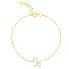 Diamond Capricorn Zodiac Bracelet, 14k yellow gold - Urbaetis Fine Jewelry