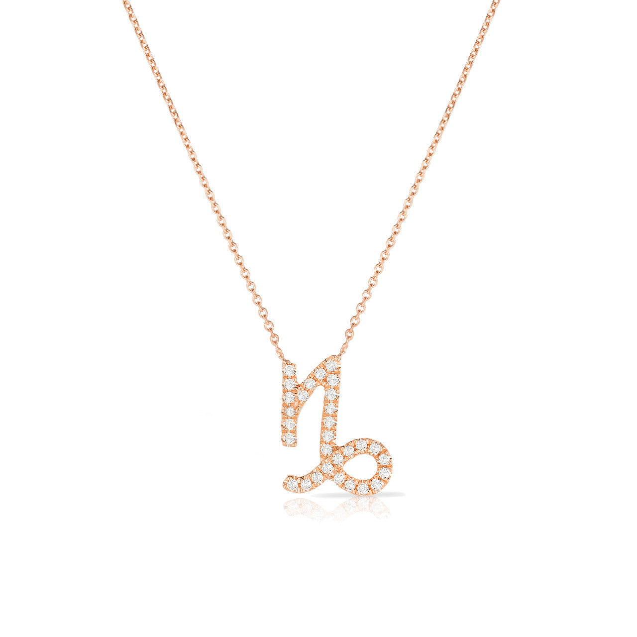 Diamond Capricorn Zodiac Necklace, 14k rose gold - Urbaetis Fine Jewelry