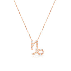 Diamond Capricorn Zodiac Necklace, 14k rose gold - Urbaetis Fine Jewelry