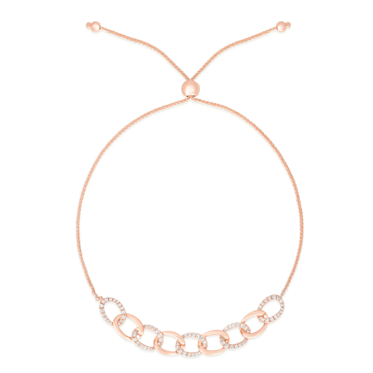 Gold and Diamond Chain Link Bolo Bracelet, 14k rose gold - Urbaetis Fine Jewelry