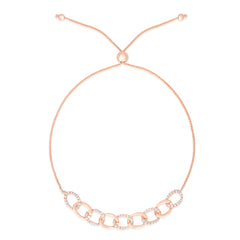 Gold and Diamond Chain Link Bolo Bracelet, 14k rose gold - Urbaetis Fine Jewelry