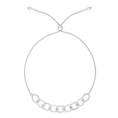Gold and Diamond Chain Link Bolo Bracelet, 14k white gold - Urbaetis Fine Jewelry