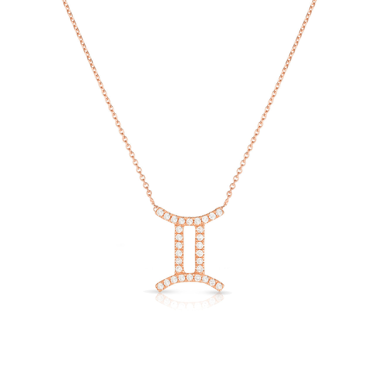 Diamond Pisces Zodiac Necklace, 14k rose gold - Urbaetis Fine Jewelry