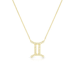 Diamond Pisces Zodiac Necklace, 14k yellow gold - Urbaetis Fine Jewelry