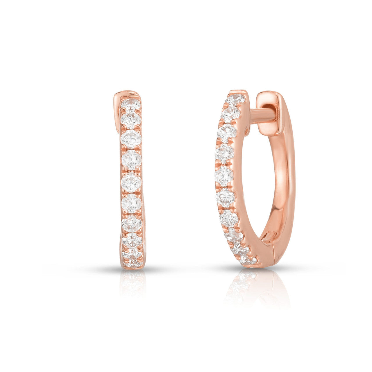Diamond Huggie Earrings, 14k rose gold - Urbaetis Fine Jewelry