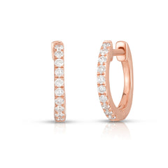 Diamond Huggie Earrings, 14k rose gold - Urbaetis Fine Jewelry