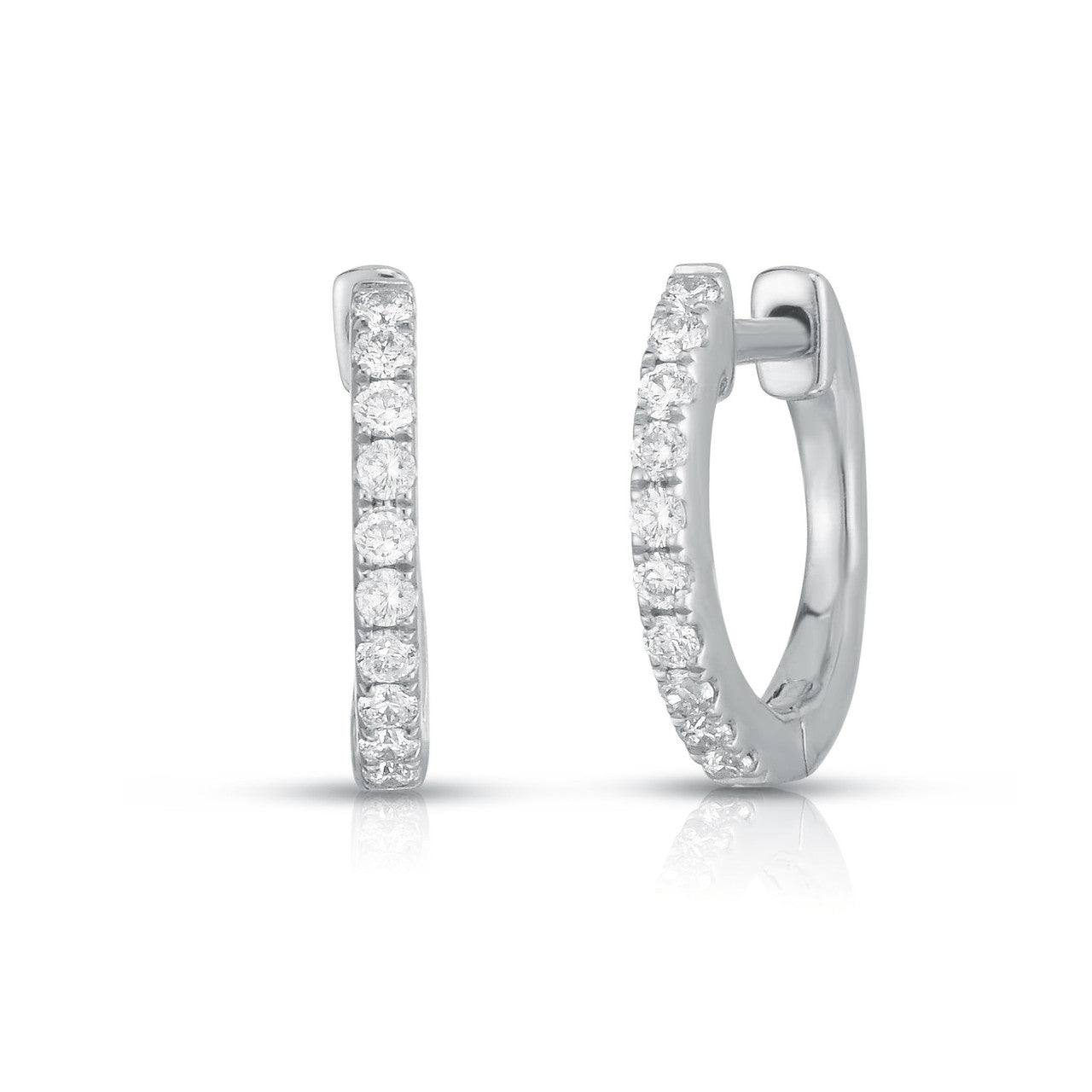 Diamond Huggie Earrings, 14k white gold - Urbaetis Fine Jewelry