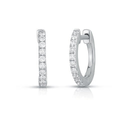Diamond Huggie Earrings, 14k white gold - Urbaetis Fine Jewelry