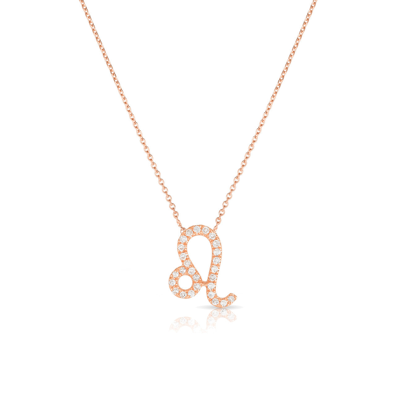 Diamond Leo Zodiac Necklace, 14k rose gold - Urbaetis Fine Jewelry