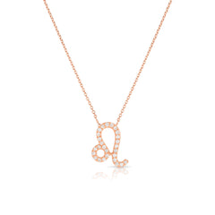 Diamond Leo Zodiac Necklace, 14k rose gold - Urbaetis Fine Jewelry