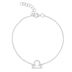 Diamond Libra Zodiac Bracelet, 14k white gold - Urbaetis Fine Jewelry