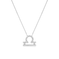Diamond Libra Zodiac Necklace, 14k white gold - Urbaetis Fine Jewelry