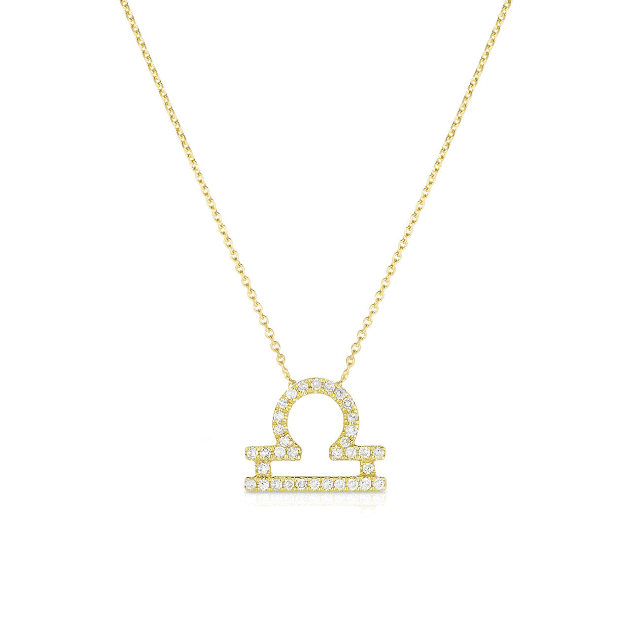 Diamond Libra Zodiac Necklace, 14k yellow gold - Urbaetis Fine Jewelry