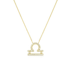 Diamond Libra Zodiac Necklace, 14k yellow gold - Urbaetis Fine Jewelry