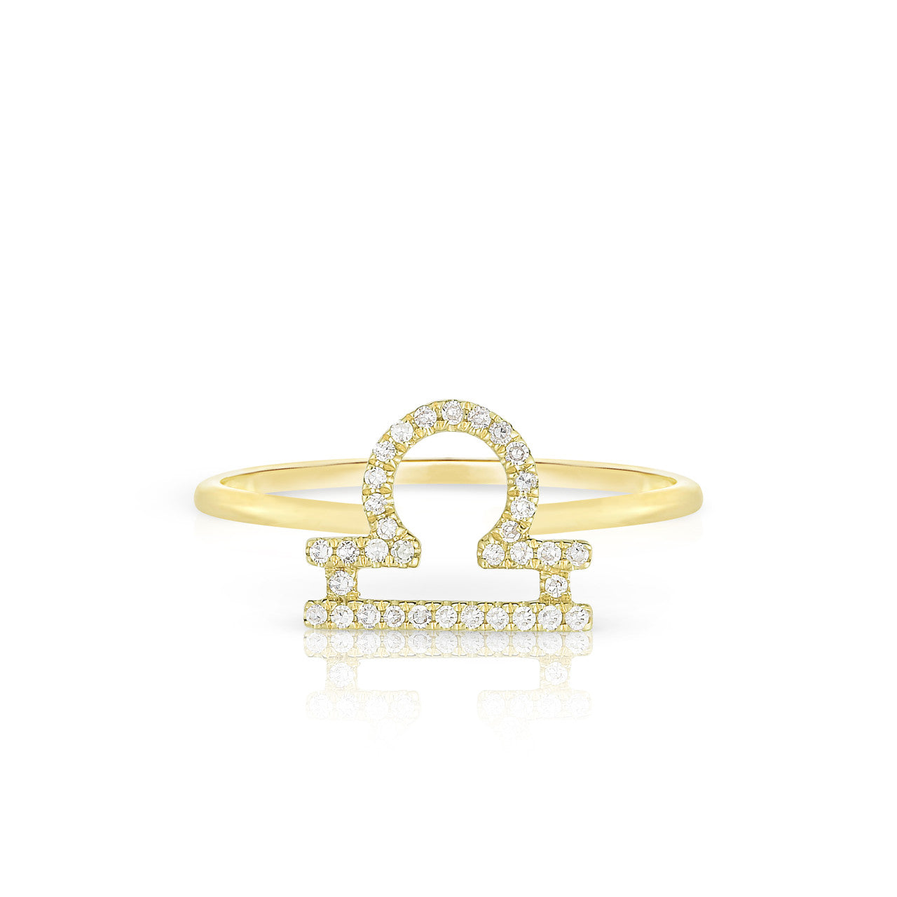 Diamond Libra Zodiac Ring, 14k yellow gold - Urbaetis Fine Jewelry