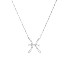 Diamond Gemini Zodiac Necklace, 14k white gold - Urbaetis Fine Jewelry
