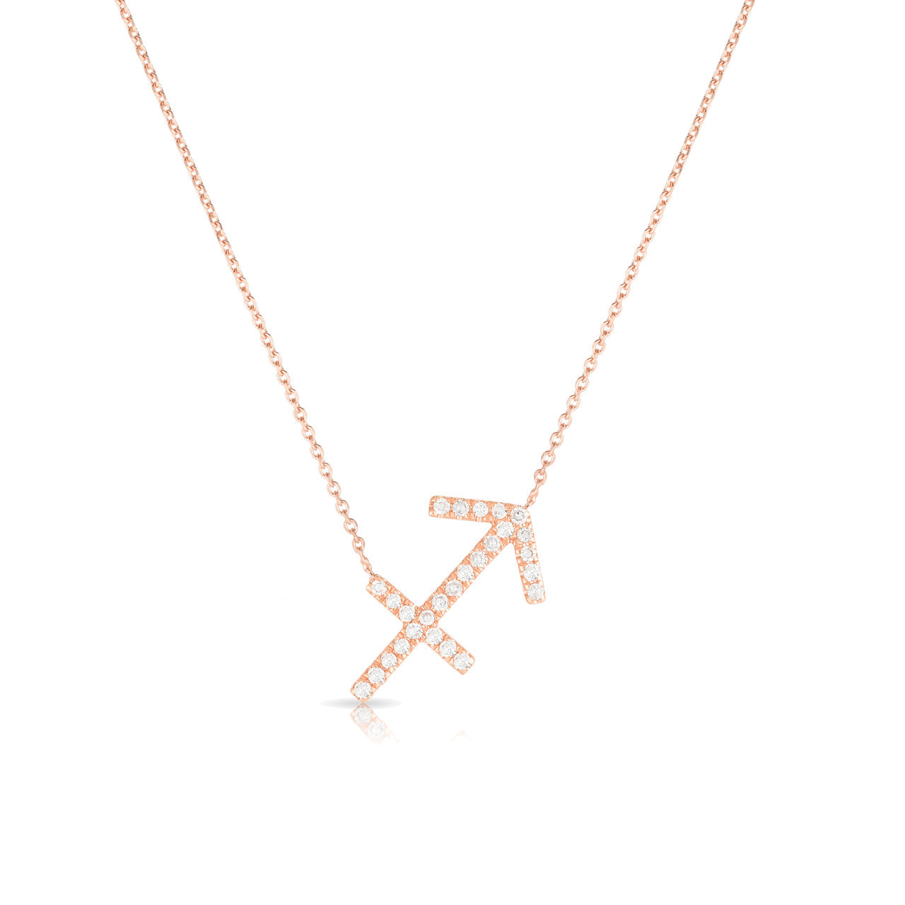 Diamond Sagittarius Zodiac Necklace, 14k rose gold - Urbaetis Fine Jewelry