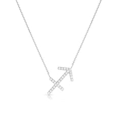 Diamond Sagittarius Zodiac Necklace, 14k white gold - Urbaetis Fine Jewelry