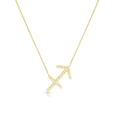 Diamond Sagittarius Zodiac Necklace, 14k yellow gold - Urbaetis Fine Jewelry