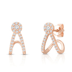Diamond Split Huggie Stud Earrings,  14k rose gold, 0.24 carats - Urbaetis Fine Jewelry