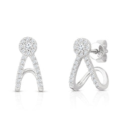 Diamond Split Huggie Stud Earrings,  14k white gold, 0.24 carats - Urbaetis Fine Jewelry