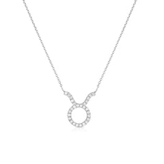 Diamond Taurus Zodiac Necklace, 14k white gold - Urbaetis Fine Jewelry