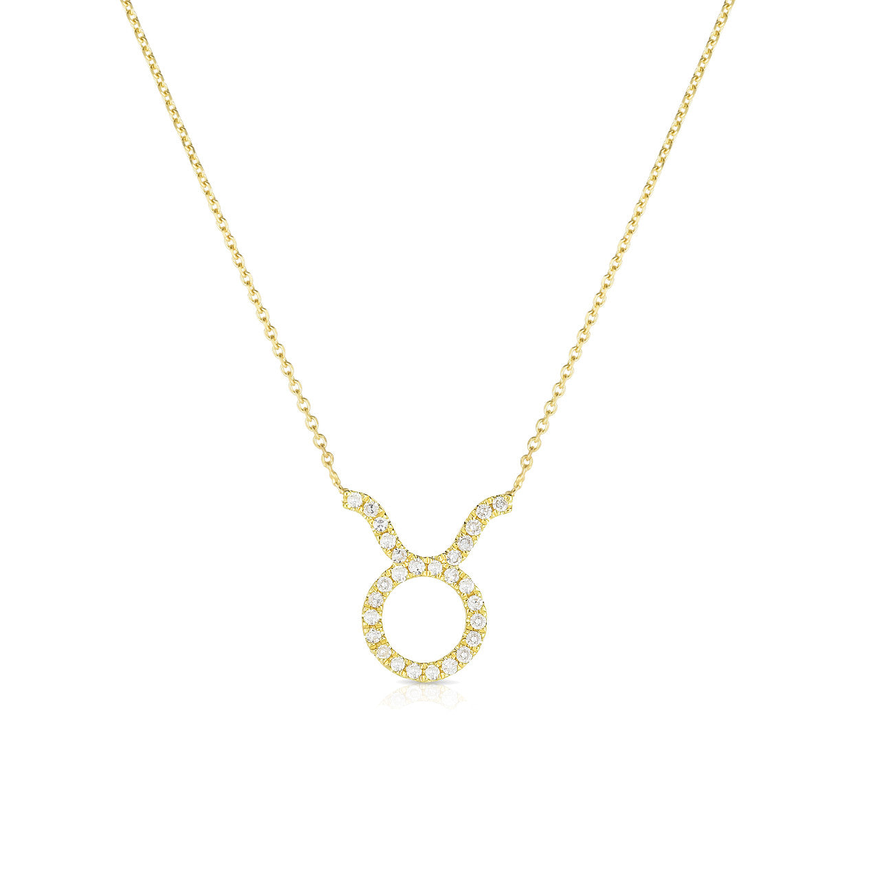 Diamond Taurus Zodiac Necklace, 14k yellow gold - Urbaetis Fine Jewelry
