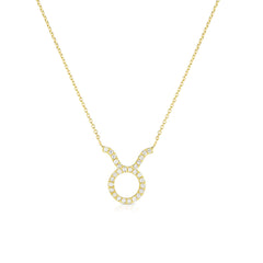 Diamond Taurus Zodiac Necklace, 14k yellow gold - Urbaetis Fine Jewelry