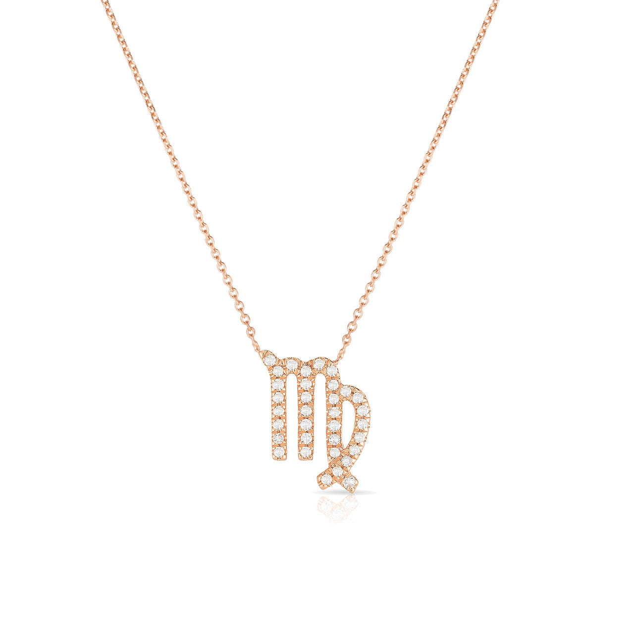 Diamond Virgo Zodiac Necklace, 14k rose gold - Urbaetis Fine Jewelry